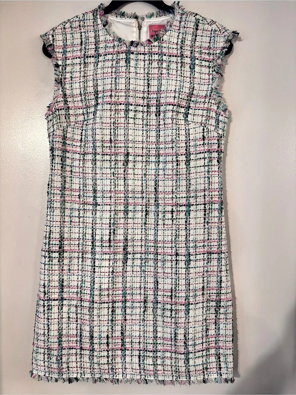 Kate Spade New York Pastel Tweed Shift Dress White & Pink